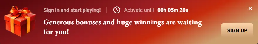 LegionBet notification banner with a timer urging users to sign up for generous bonuses.