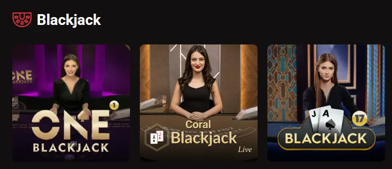 LegionBet live blackjack section featuring popular tables like One Blackjack and Coral Blackjack.