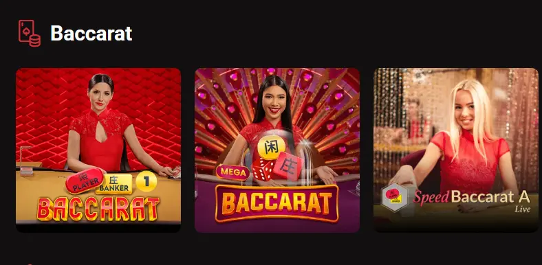LegionBet live baccarat section featuring tables like Mega Baccarat and Speed Baccarat A.