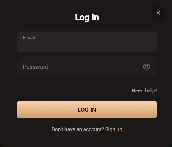 LegionBet login window allowing existing players to access their accounts.